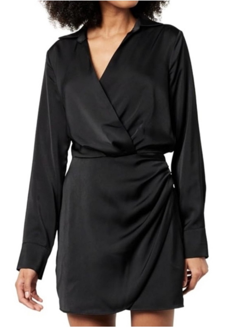 NWT Abercrombie & Fitch Satin Long Sleeve Mini Faux Wrap Dress Size Medium P